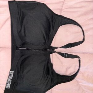 Black Zip Front Sports Bra